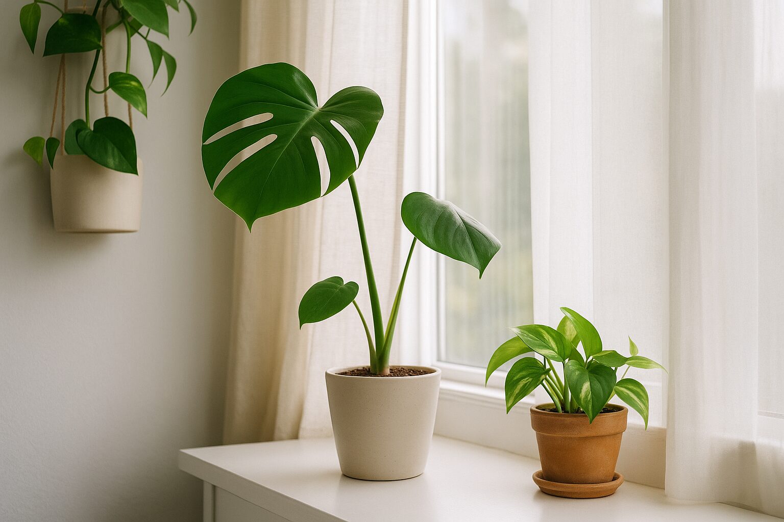 窓際に置かれた観葉植物